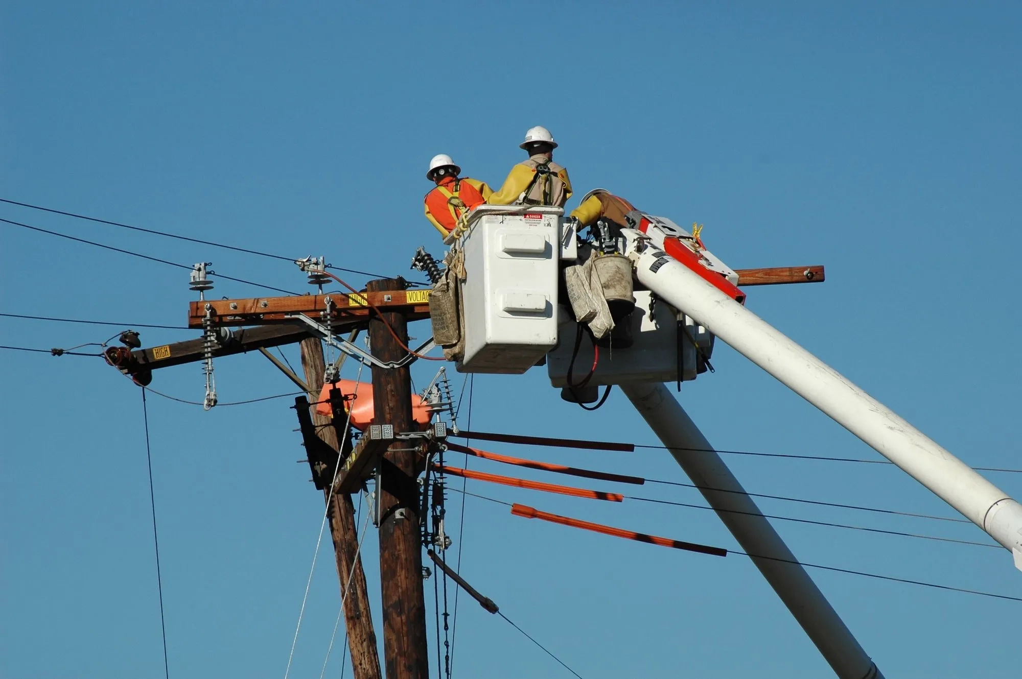 Linemen working on powerline
